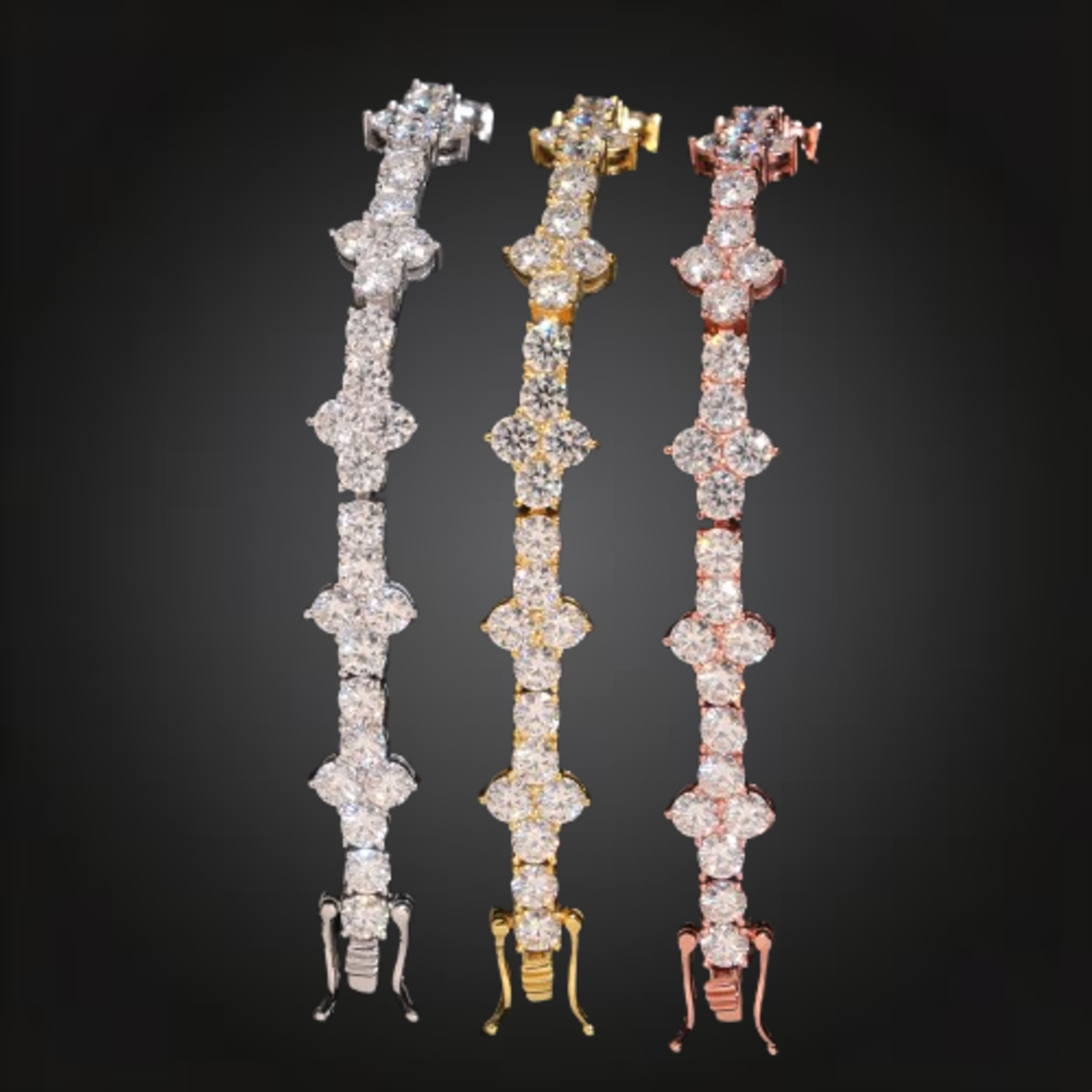 3MM Moissanite Tennis Cross Bracelet - Silver