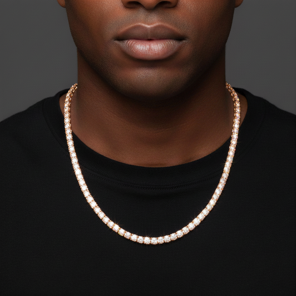 4MM Moissanite Tennis Chain - 18K Rose Gold