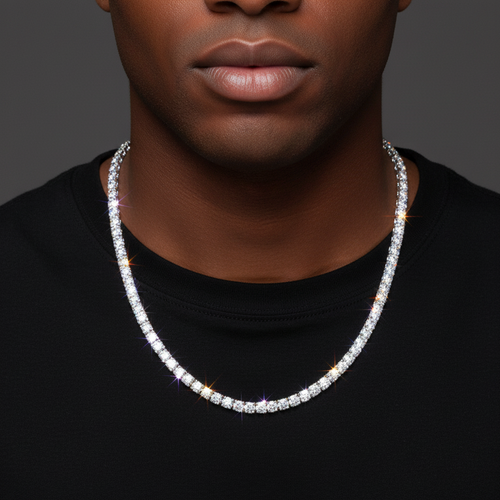 2MM Moissanite Tennis Chain - Silver